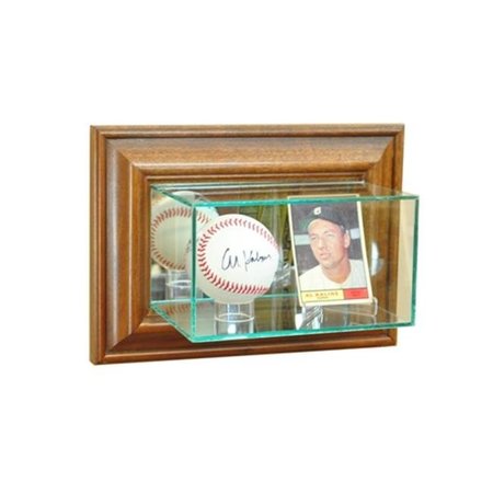 PERFECT CASES Perfect Cases WMCRDSB-W Wall Mounted Card and Baseball Display Case; Walnut WMCRDSB-W